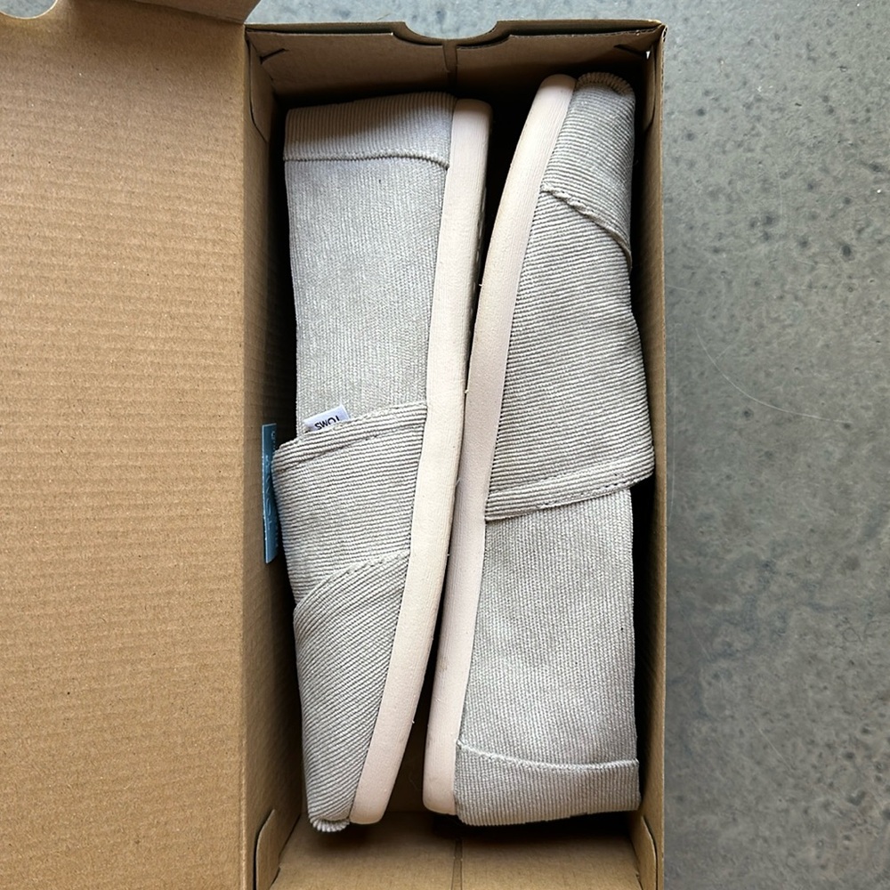 TOMS mens Alpargata Drizzle Gray Slim Cord shoes. 9.5.